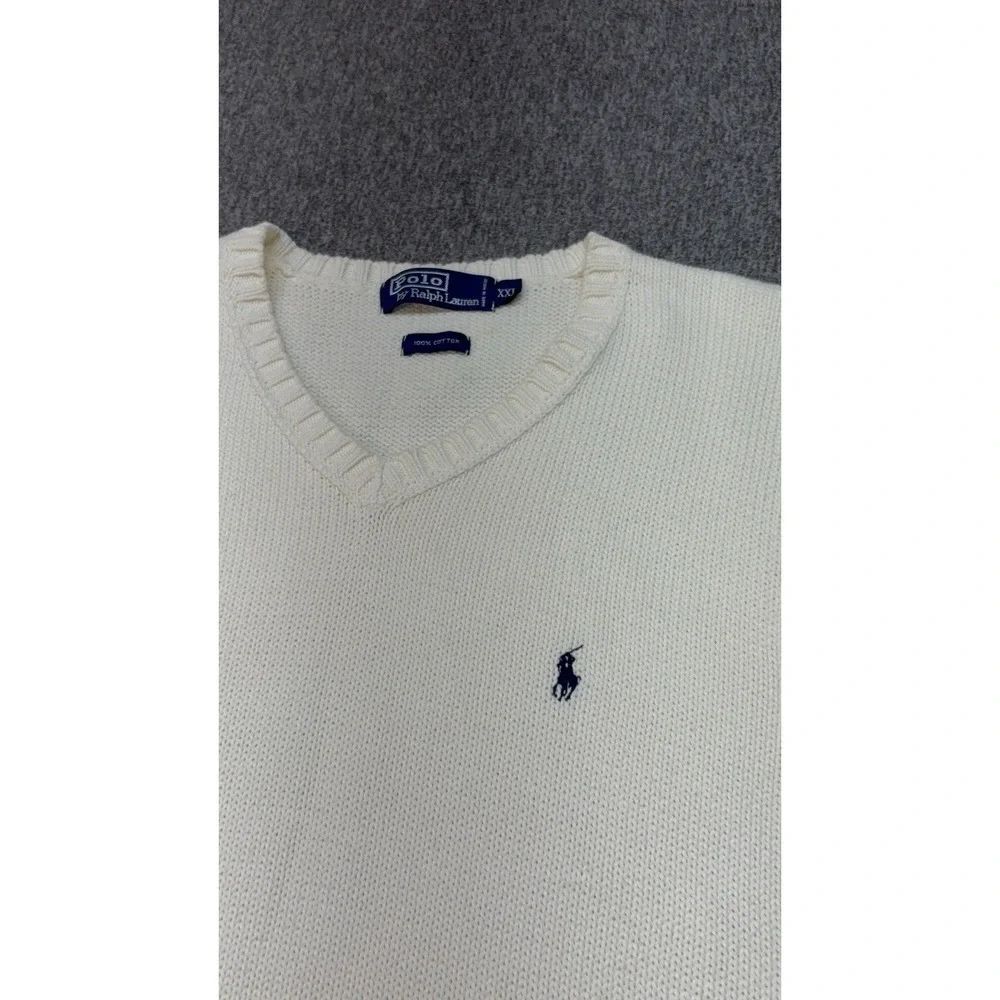 Vintage '80s Polo Ralph Lauren Beige Ivory‎ 100% Cotton Sweater Vest XXL